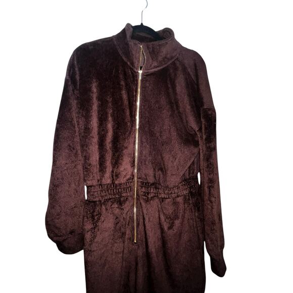 Fabletics Cozy Cord Brown Women's soft lounge comfort Jumpsuit size XL - Picture 3 of 6